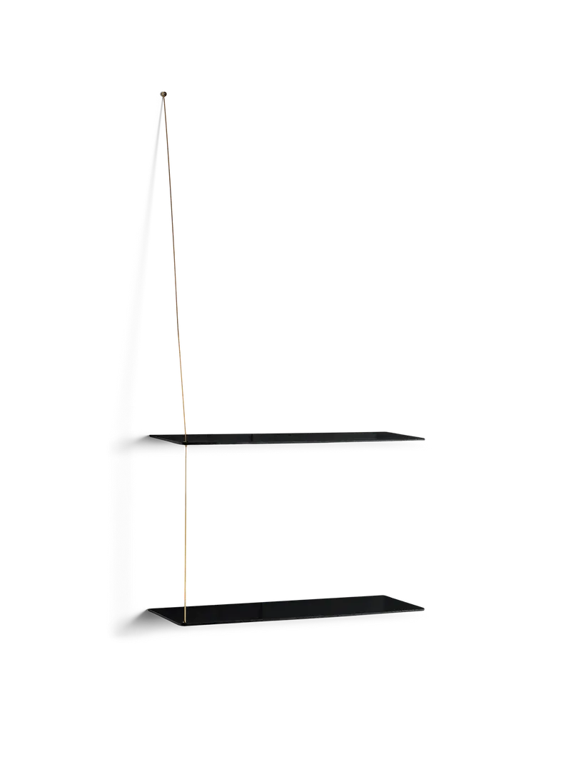 Stedge Hylde van WOUD in 60 cm, Messing, Sort (2 hylder) – productfoto