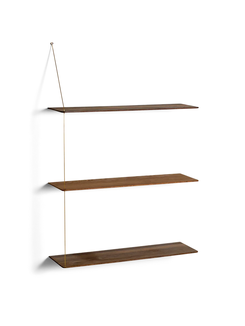 Stedge Hylde von WOUD in 80 cm, Messing, Røget eg (3 hylder) – Produktfoto 2 von 2