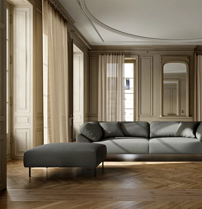 Collar Ottoman by WOUD in Mørkegrå – interior photo 1 of 2