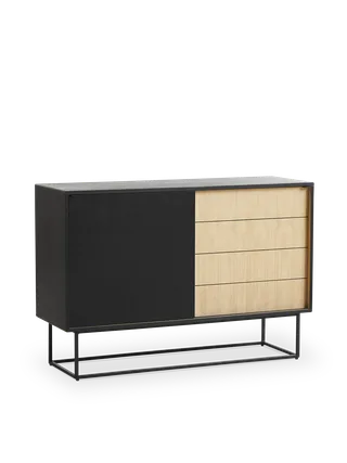 Virka Skænk (Høj) van WOUD in Eg/Sort – productfoto 3 van 4