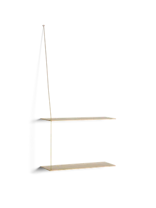 Stedge Hylde von WOUD in 60 cm, Messing, Hvidpigmenteret eg (2 hylder) – Produktfoto 3 von 3