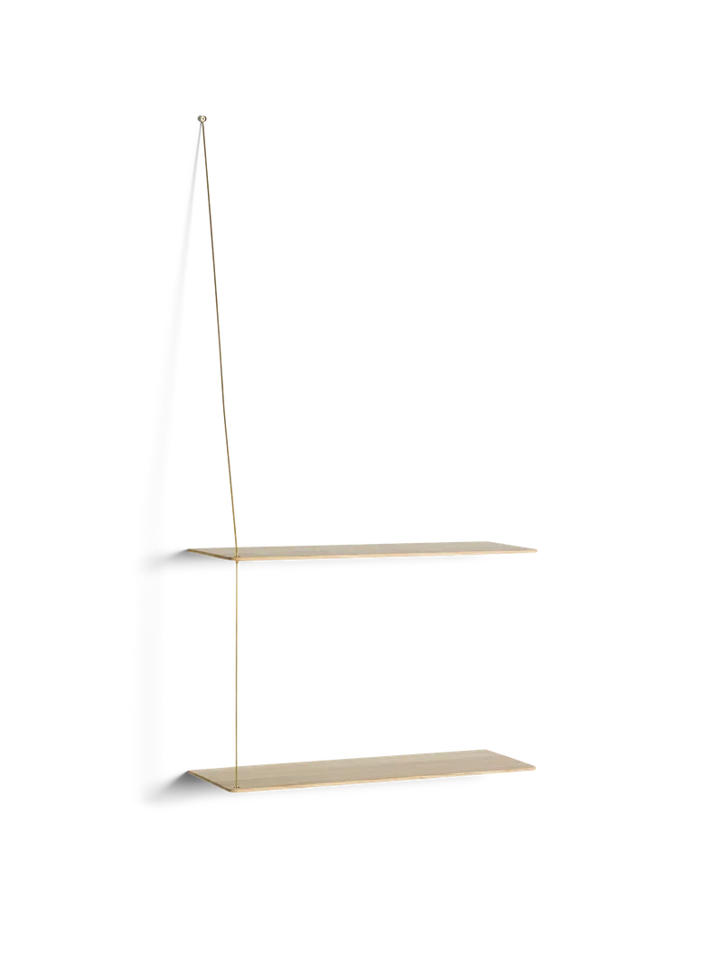 Stedge Hylde von WOUD in 60 cm, Messing, Hvidpigmenteret eg (2 hylder) – Produktfoto 3 von 3