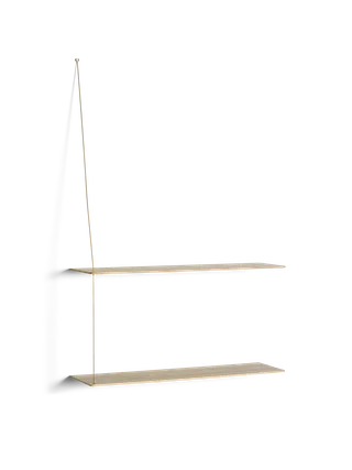 Stedge Hylde von WOUD in 80 cm, Messing, Hvidpigmenteret eg (2 hylder) – Produktfoto 3 von 3