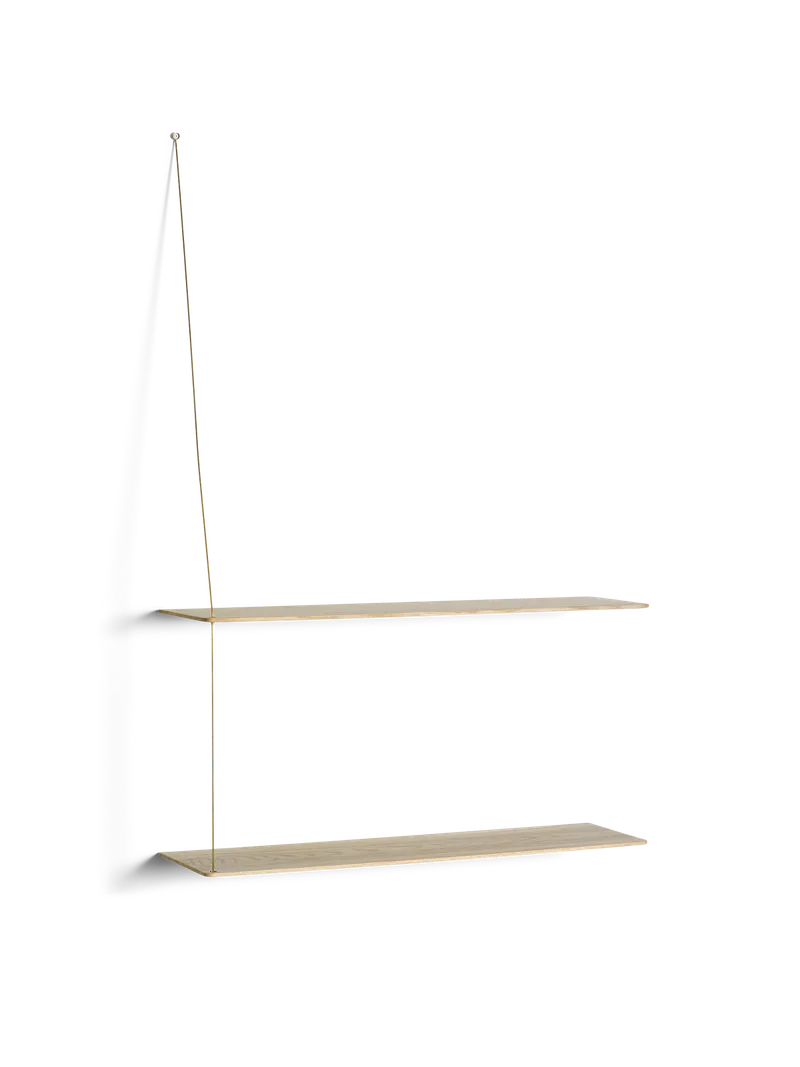 Stedge Hylde von WOUD in 80 cm, Messing, Hvidpigmenteret eg (2 hylder) – Produktfoto 3 von 3