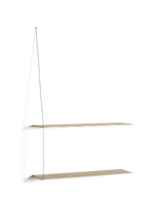 Stedge Hylde by WOUD in 80 cm, Børstet rustfrit stål, Hvidpigmenteret eg (2 hylder) – product photo 3 of 3