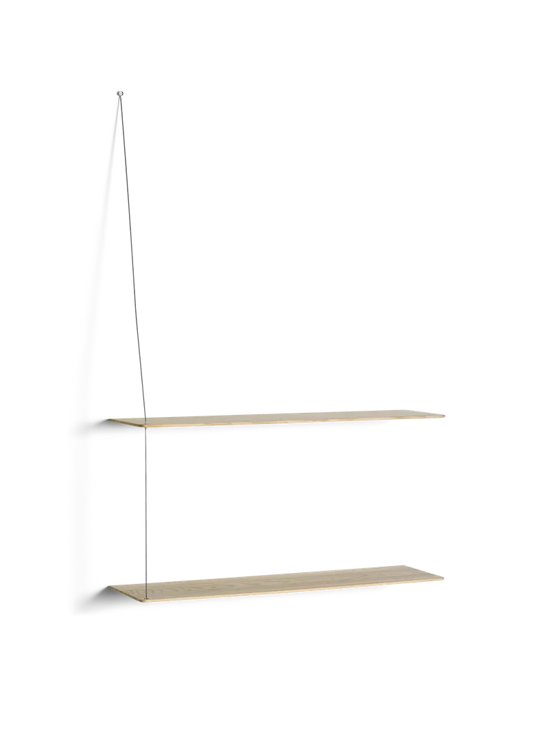 Stedge Hylde by WOUD in 80 cm, Børstet rustfrit stål, Hvidpigmenteret eg (2 hylder) – product photo 3 of 3