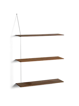 Stedge Hylde by WOUD in 80 cm, Børstet rustfrit stål, Røget eg (3 hylder) – product photo 2 of 2