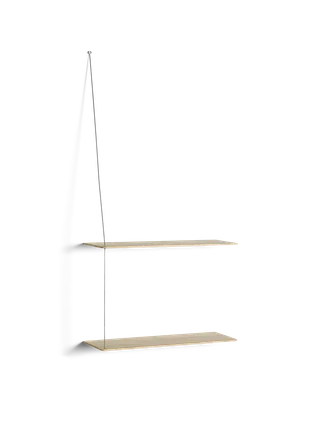 Stedge Hylde by WOUD in 60 cm, Børstet rustfrit stål, Hvidpigmenteret eg (2 hylder) – product photo 3 of 3