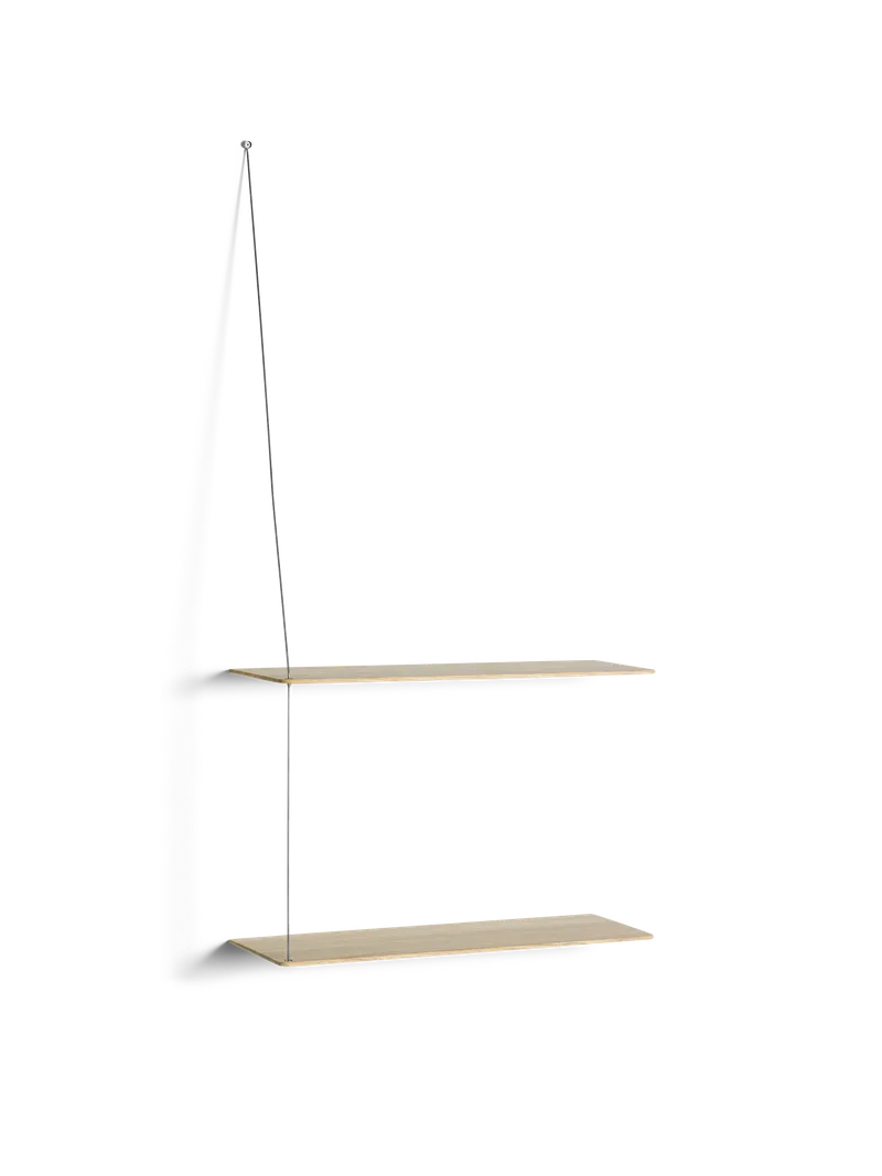 Stedge Hylde by WOUD in 60 cm, Børstet rustfrit stål, Hvidpigmenteret eg (2 hylder) – product photo 3 of 3