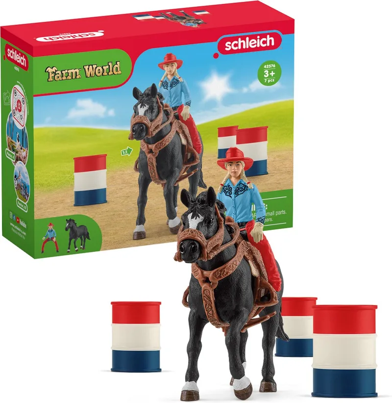 42576 Barrel racing met cowgirl van Schleich – productfoto